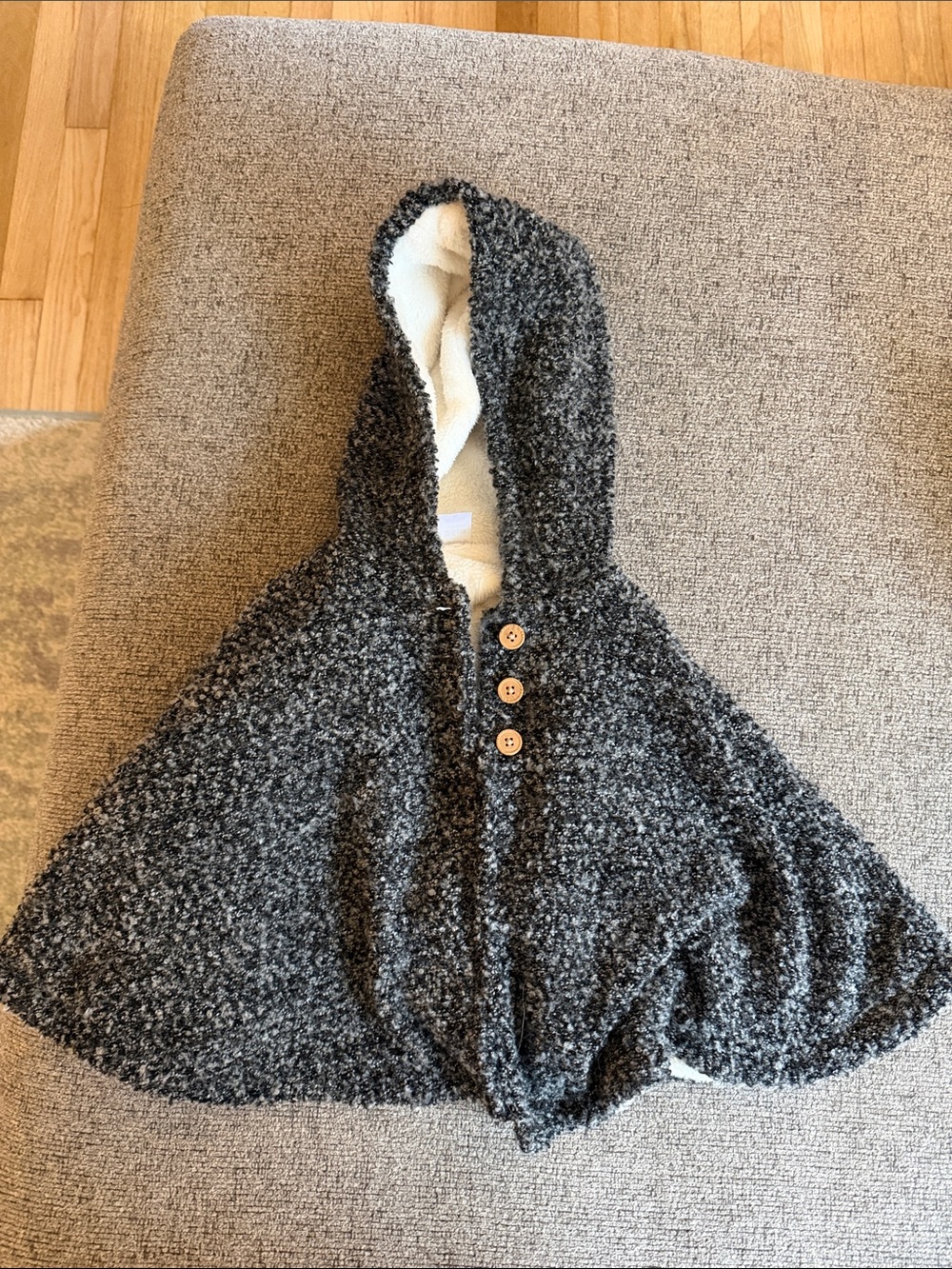 Carter's Charcoal Gray Hooded Poncho with Cream Lining